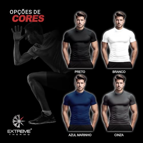 Camisa Térmica Proteção UV Gola Alta Manga Curta Extreme Thermo (BR, Alfa, M, Slim, Branco)