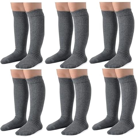 6 Pairs Girls Knee High Cotton Socks Cover