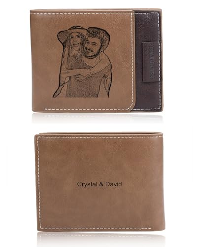 Personalized Leather Wallets for Men Custom Engraved Bifold Wallet Personalized Gifts for Him Husband Dad Boyfriend Groomsmen (Style 2)