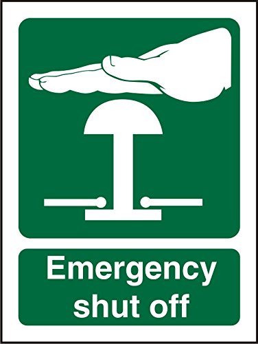 Seco Emergency Shut Off Sign, 75mm x 100mm - 1mm Semi Rigid Plastic