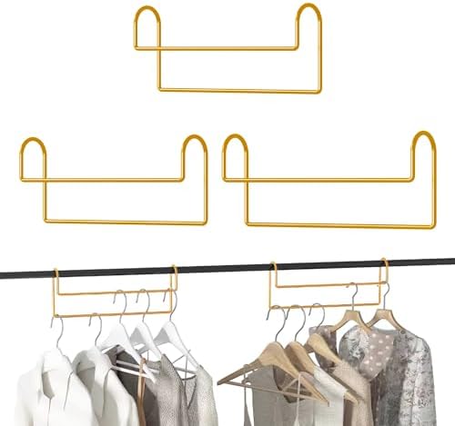 Space Saving Hangers for Clothes: 3 Pack 12 inch Magic Hanger Closet Organizer Metal Heavy Duty Hangers for Shirt Coat Pants Skirt Sorting Storage - Gold