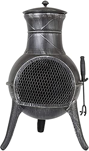 La Hacienda Clifton Steel Chimenea Garden Patio Heater Log Burner Pewter - Image 2