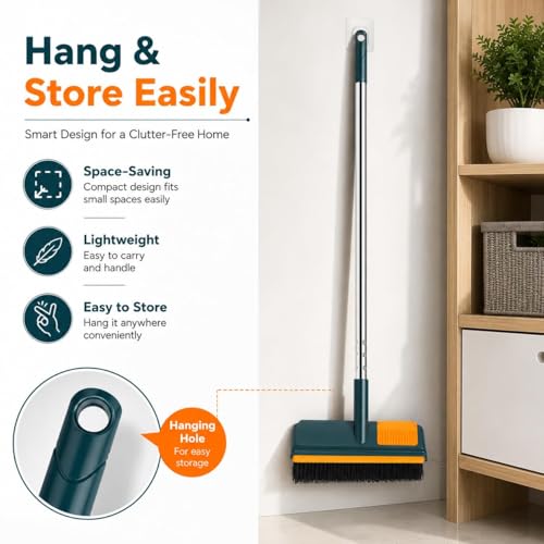 Image of Premium Heavy Duty Floor Cleaning Broom with Stainless Steel Handle | Wide Head Hard Bristle Brush for Home, Bathroom, Kitchen, Balcony & Outdoor Cleaning
