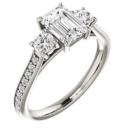 4 Ct Emerald Colorless Moissanite Engagement Ring Sets For Women/Her, Wedding Bridal Ring Set,Eternity Sterling Silver Solid Diamond Solitaire Prong Anniversary Promise Gift For Ring (6.5) #TOP1