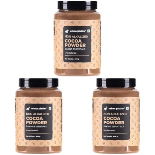 Image of Urban Platter Cocoa Powder, 400g (Unsweetened | Rich Chocolate Flavour | Ideal for Baking, Beverages & Desserts | 100% Pure Cocoa) (Pack of 3)