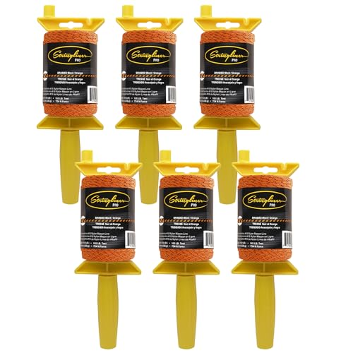 25491 Pro Mason’s Line Reels – 1/2 Lb. 500. Stringliner® PRO BRAIDED BLACK/ORANGE 500'. (6 Pack)