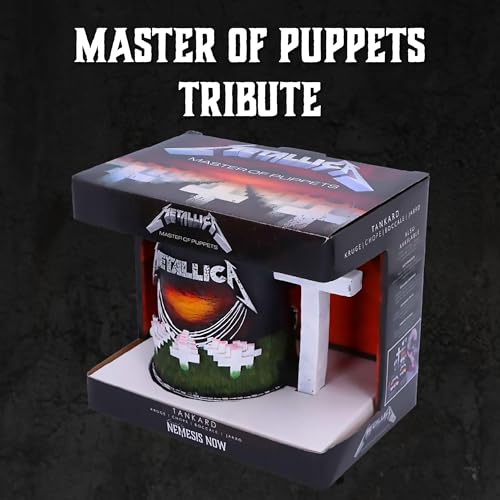 Nemesis Now Metallica Master of Puppets Tankard, Hand-Painted Resin, Officially Licensed Metal Album Art, Stainless Steel Insert, 15.5cm