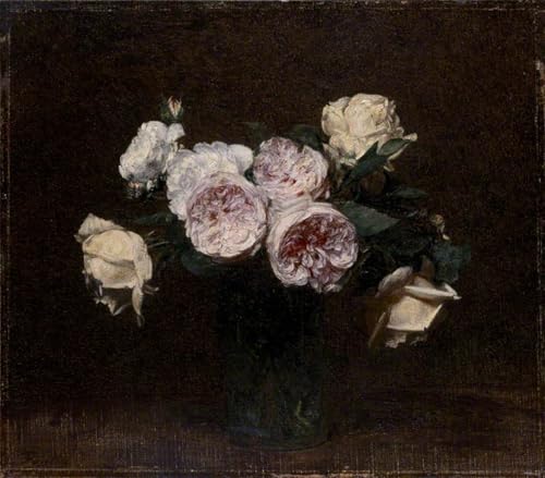 Tableau Toile Nature Morte Henri Fantin-Latour 60x90cm Roses - SERENDIPITP