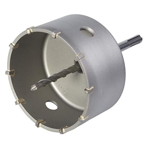 wolfcraft Corona de perforación con broca de carburo y adaptador SDS-Plus I 5490000 I Para instalaciones sanitarias y eléctricas en hormigón, paredes de ladrillo y piedra; profundidad de corte: 46 mm