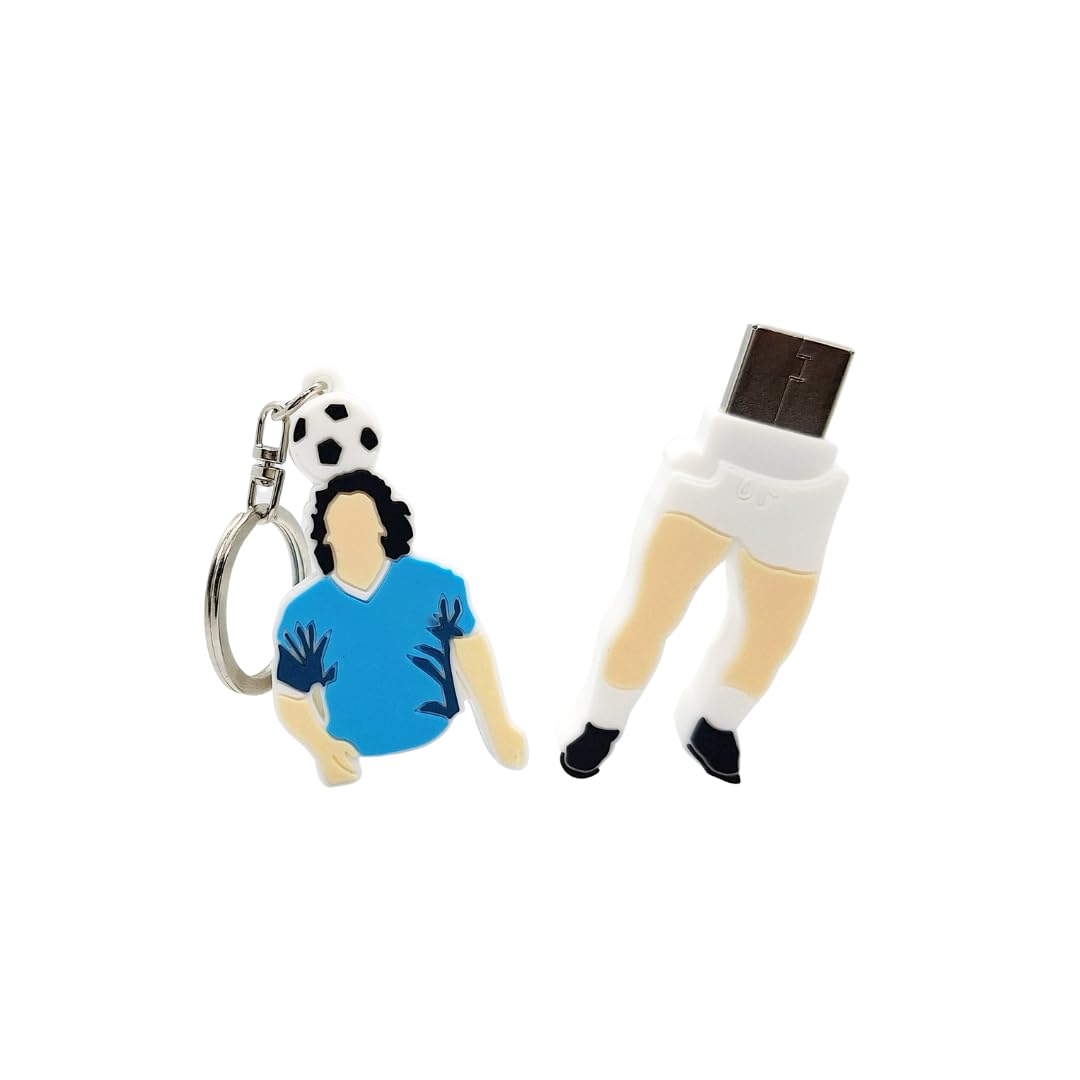 FOOTBALL USB - Portachiavi&Chiavetta USB Drive 3.0 con forma di Diego Marado gadget D10 da 64 Gb unità di memoria flash Pen Drive alta velocità idea regalo per tifosi napoletani(Pendrive&Portachiavi)