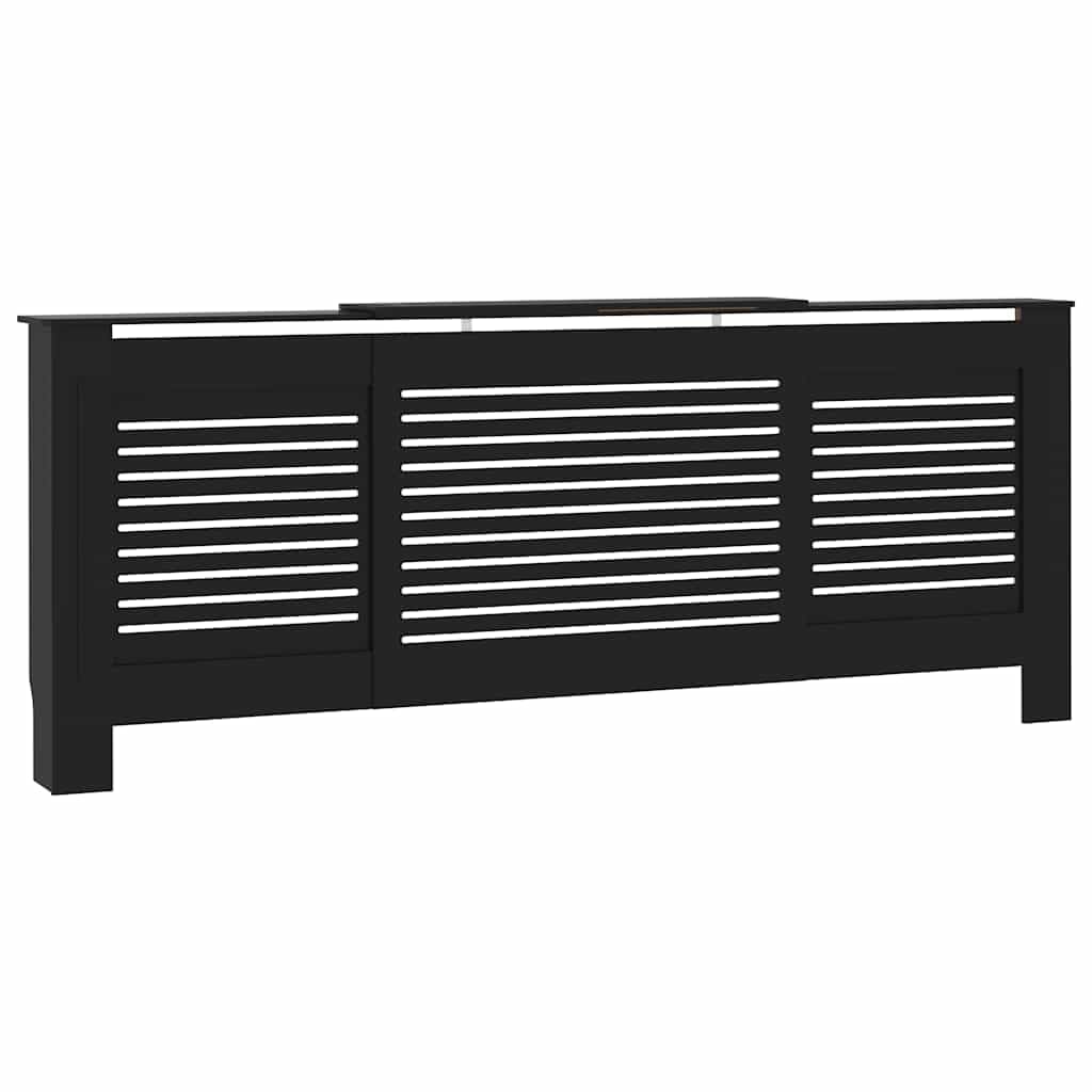 vidaXL Heizkörperverkleidung Lattenrost-Design Heizungsabdeckung Heizungsverkleidung Heizkörperabdeckung Heizung Abdeckung Heizkörper MDF Schwarz 205cm