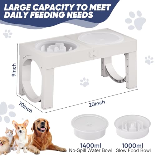 XIAZ Elevated Dog Bowls Large Breed Raised Dogs Bowl Stand Large/Medium Sized Dog Slow Feeder Dogs Bowls Food Water Stands 5 Heights Adjustable 9/11/12/14in Pet Feeder Dish Station by XiaZ - Image 8