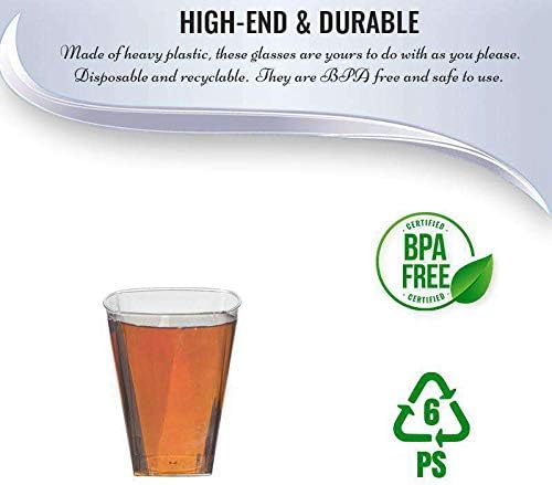 Clear Square Plastic Cups - 8 oz. (Pack of 14) - Versatile & Elegant Design, Perfect for Parties, Gatherings & Everyday Use - Image 5