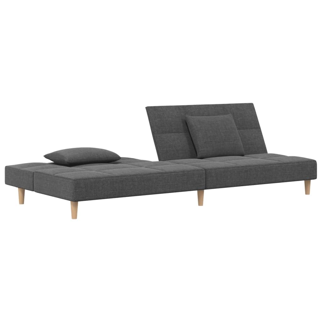 Sofa do spania 2-osobowa, jasnoszara tkanina z 2 poduszkami, zestaw tapicerowany z funkcją spania i oparciem, 200 x 84,5 x 69 cm, idealna do salonu, biura, studia, wysuwana, wygodna i