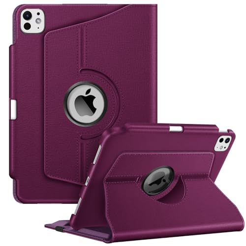 Image of Fintie Rotating Case for iPad Pro 11-inch (M5) 2025 / (M4) 2024 - [Built-in Pencil Holder] 360 Degree Swiveling Smart Stand Protective Cover, Auto Sleep /Wake, Purple