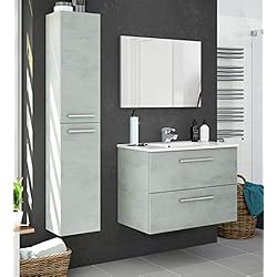 Miroytengo Pack Muebles baño Plutón diseño Moderno (Mueble Baño+Espejo+Columna+Lavabo Cerámica)