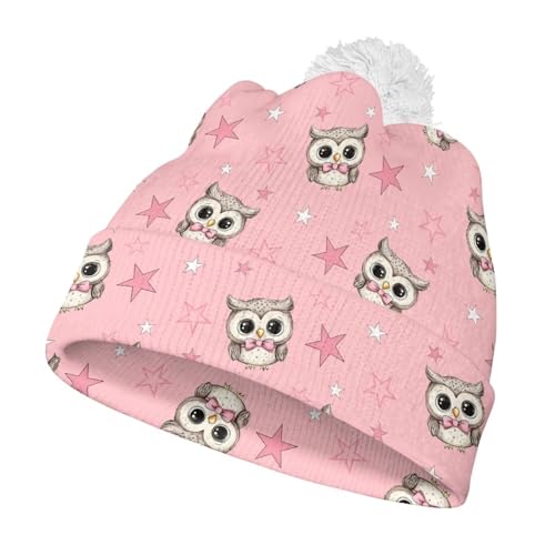 Yruonazao Pink Owl Winter Hat for Kids Beanie for...