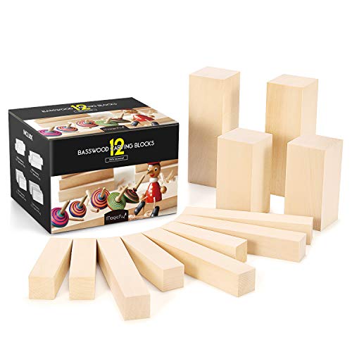 Magicfly Carving Wood, 12 PCS Multi Size Whittling Blocks Basswood for Craft, Soft Wood Whittling Kit Balsa Blocks for Kids, Beginner, Adults Magicfly Carving Wood, 12 PCS Multi Size Whittling Blocks Basswood for Craft, Soft Wood Whittling Kit Balsa Blocks for Kids, Beginner, Adults