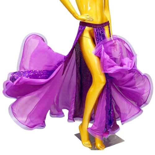 Jupe longue en polyester mélangé avec paillettes et foulard de hanche