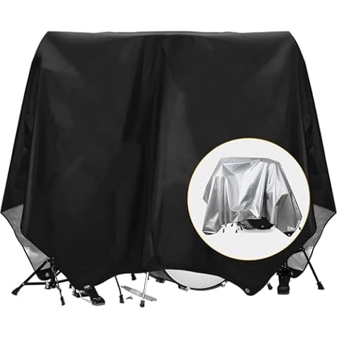 Drum Set Dust Cover Drum Dust Protective Cover Water-Resistant for Most Drum Frames and Electronic Drum Kits with Weighted Corners 80" L x108" W Black Cover