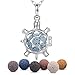 Eudora Mignon Tortue Collier d'aromathérapie Pierres de Lave diffuseur d'huile Essentielle médaillon Pendentif Bijoux pour Femmes Fille avec 7 Perles de Lave PCS et chaîne de 24"