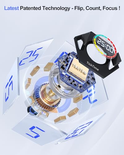 Image of Ticktime Pomodoro Timer, Productivity Timer Cube, 5 /15 /25 /30 /45 /60 Min Presets, Custom Countdown & Stopwatch 1s-99m59s, Sound /Vibration /Silent, Magnetic, Rechargeable, for ADHD Study Work, Silver