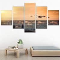 SIGNWIN 5 Panel Canvas Wall Art Birds Farmhouse/Country Group Group Multicolor Photography Realism Relax/Calm Warm for Home Decorations Ready to Hang - 60