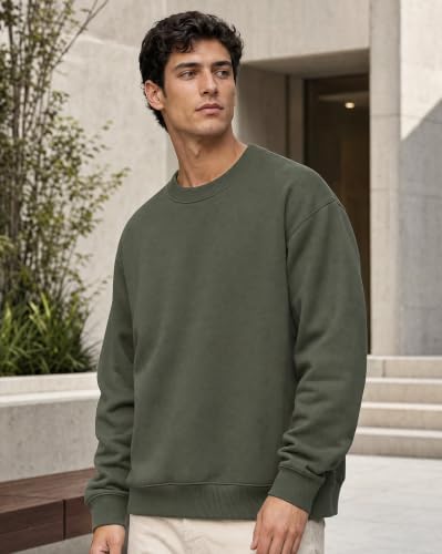 Image of Nobero Oversized Sweatshirts for Man Stylish Crew Neck | 280 GSM Rich Cotton Fleece Solid Oversized Fit Full Sleeve Sweatshirt for Men | Stylish Casual Wear Winter Sweatshirt for Men