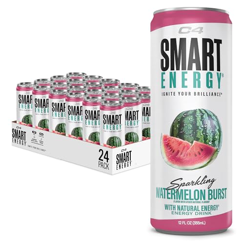 Image of C4 Smart Energy Drink - Sugar Free Performance Fuel & Nootropic Brain Booster, Coffee Substitute or Alternative | Watermelon Burst 12 Oz - 24 Pack