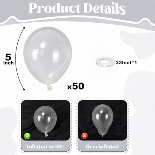 Image of Togvu Clear Balloons, 50Pack 5 Inch Small Mini Transparent Latex Party Balloons for Wedding Baby Bridal Shower Bubble Birthday Party Decorations Supplies