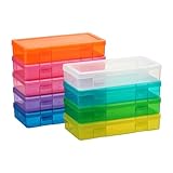 novelinks Medium Plastic Storage Boxes with Latching Lids – 9 Pack Stackable Craft Organizers for Supplies, Pencils, Crayons, Beads, Stationery & Classroom Use(9 Pack Medium -Color)