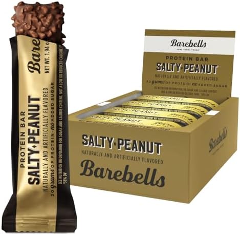 Barebells Protein Bars Salty Peanut – 12 Count, 54g Bars – Protein Snacks with 20g of High Protein – Chocolate Protein Bar with 1g Total Sugars – Perfect On-the-Go Snack & Breakfast Bars