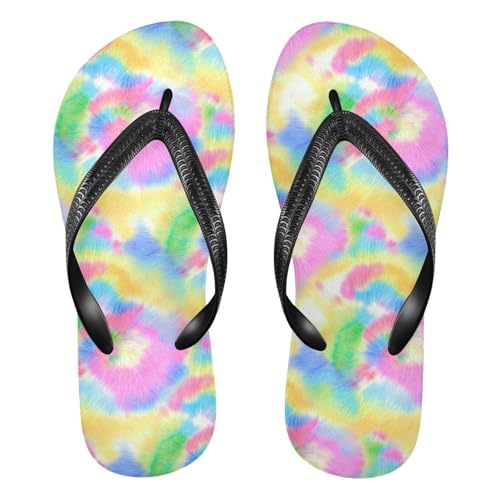 Tie Dye Colorful Flip Flops for Beach Thong Sandals Anti-slip Lightweight Shower Shoes for Travel Summer Outdoor