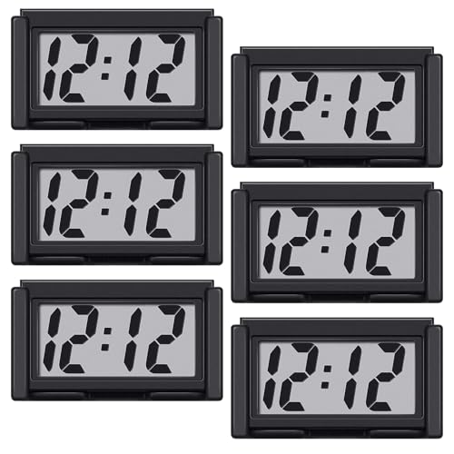 Image of Shudyear Small Digital Clock, with Jumbo LCD Time & Day Display,Mini Automotive Small Digital Clock Battery Operated for Desktop Nightstand Pocket Car Truck Dashboard & Air Vent (6, Black)