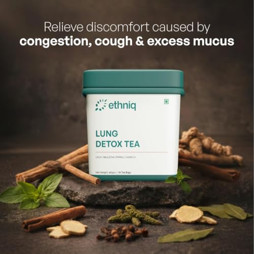 Image of Ethniq Lung Detox Tea, Tulsi Mulethi Cleanse Tea for Smokers, 30 Tea Bags