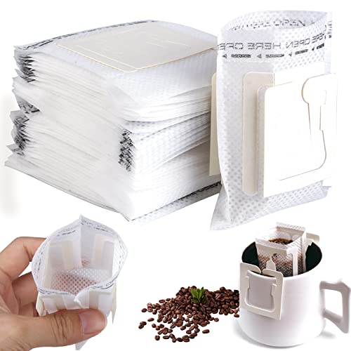 Nizirioo - Lot de 100 Filtres à Café Jetables avec Oreilles Suspendues, Sacs Filtrants à Café avec Oreille Suspendue, Filtre Café Thé Portable, Sac Filtrant à Café en Tissu Non Tissé pour Suspendre pour Café Thé