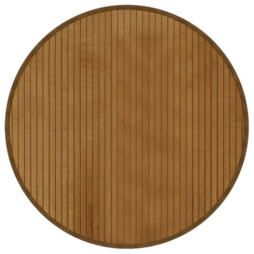 vidaXL Rug, Floor Carpet for Living Room Bedroom Hallway, Area Rug for Decorative, Waterproof Floor Rug, Modern Style, Round Brown Bamboo