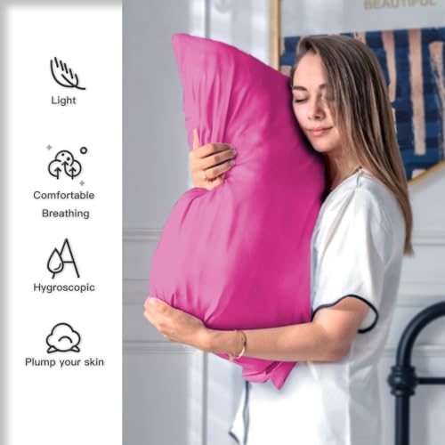 image for Suatien Silk Pillow Cases 2 Pack Soft Breathable and Sliky Standard Si