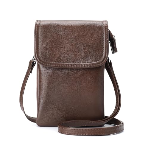 Image of befen Genuine Leather Small Crossbody Bags for Women Cell Phone Bag Cross Body Purses,Silver Zipper