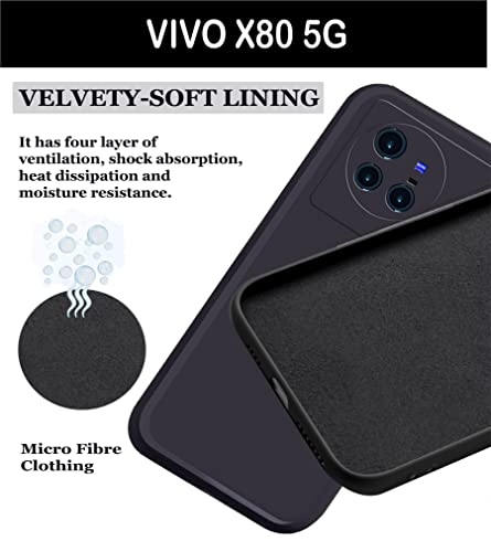 Image of A rtistque Liquid Silicone Flexible with Camera Protection Soft Back Cover Case for Vivo X80 - Black