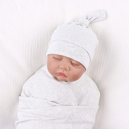 Image of Original Cotton Newborn Hats for Girls Striped Preemie Baby Hats Bear Ears Infant Boys Beanies 0-6 Months