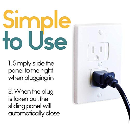 Child Safety Electrical Outlet Covers for Baby Proofing - Best Childproofing Self Closing BPA Free Wall Socket Plate, Better Than Plugs (Set of 6, White) - Thumbnail 6