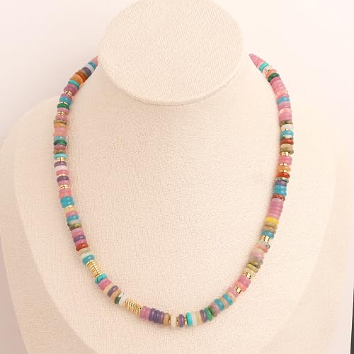 Collier ras du cou chaîne de déclaration pierre précieuse dorée - 5