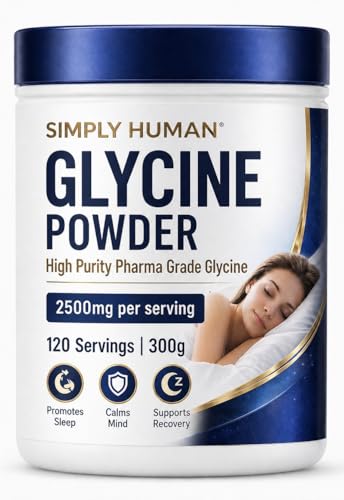 Image of Simply Human 100% Pure Pharma Grade Glycine Powder 300g | Neurotransmitter Amino Acid | Sleep, Calmness & Relaxation Support | Single Ingredient Supplement