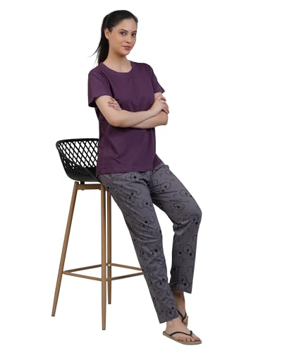 Image of Women's Premium Cotton Print Night Suits - Comfortable & Stylish Pajama Set with Pockets