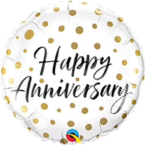 Qualatex 18" Happy Anniversary Balloon with Gold Dots Cover