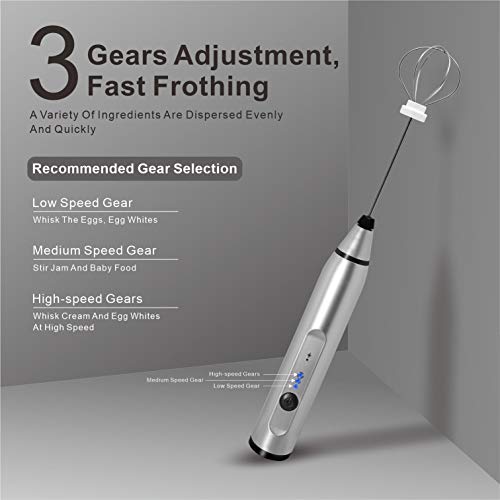 Nefelibata Handheld melkopschuimer, oplaadbare USB-koffieopschuimer, 3 versnellingen handschuimmaker voor koffie, melk… - Image 4
