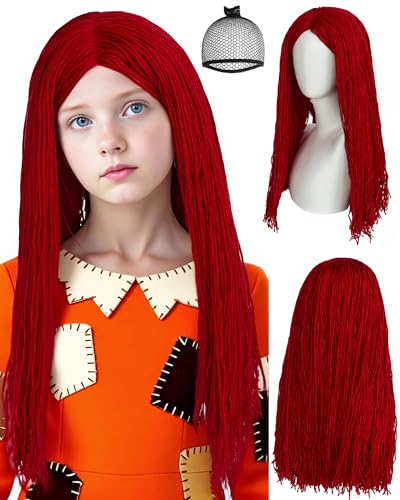 IMEYLE Long Red Wig Straight Yarn Wigs with Center Part Long Red Hair Wig for Anime Cartoon Cosplay Costume Outfit Halloween Christmas Party +Hair Cap