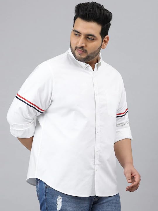 Image of Plus line Men Plus Size Stylish Solid Casual Shirts