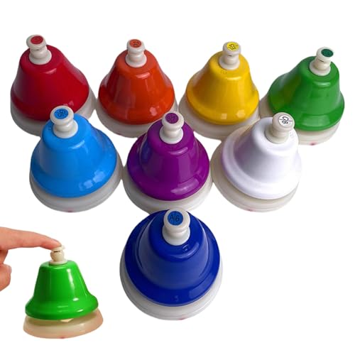 Canellini a mano cromatica da scrivania, campane a mano diatonica - Giocattoli musicali 8 note tavola colorate campane,Insegnamento dello strumento a percussione, giocattolo di apprendimento musicale